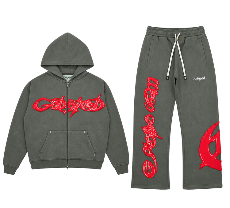 Raw Import Sweatsuit Grey/Red