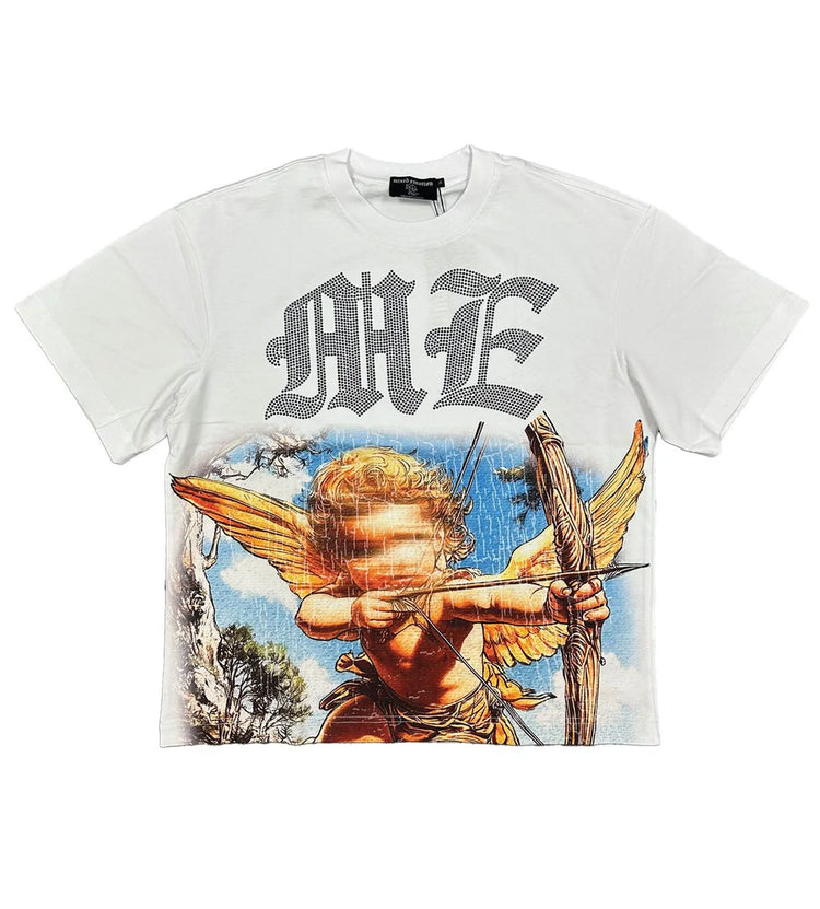 Angel Rhinestone Tee White