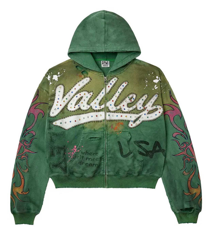 Inferno Zip Up Hoodie Green